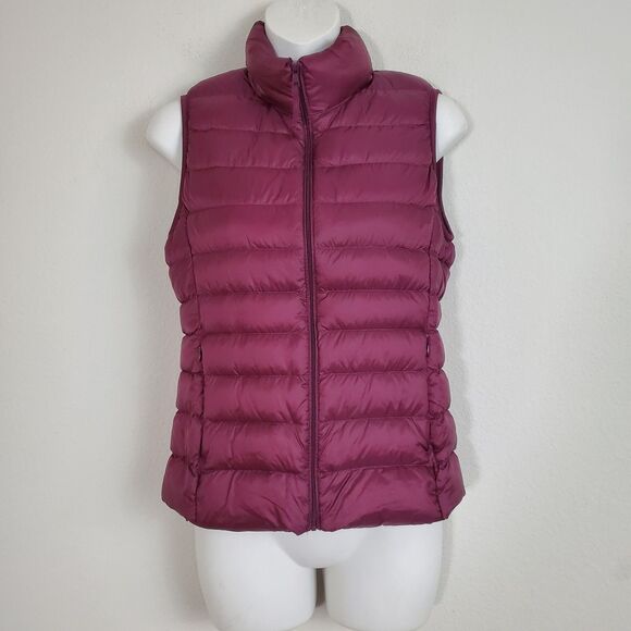 Uniqlo Jacket Vest Women's Small Red Puffer Light Down Full Zip Packable Outdoor - Picture 1 of 11